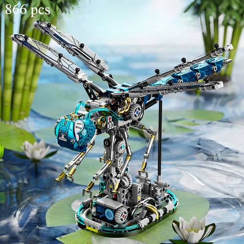 866 pcs  Dragonfly building blocks model Children's mechanical building blocks Scientific building blocks educational toys gift