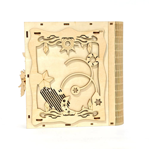 3D Vintage Magic Wooden Puzzle Book Model Kit - Wooden Home Decor - Fun Desktop Bookshelf Decoration - Building Party Game - Eng