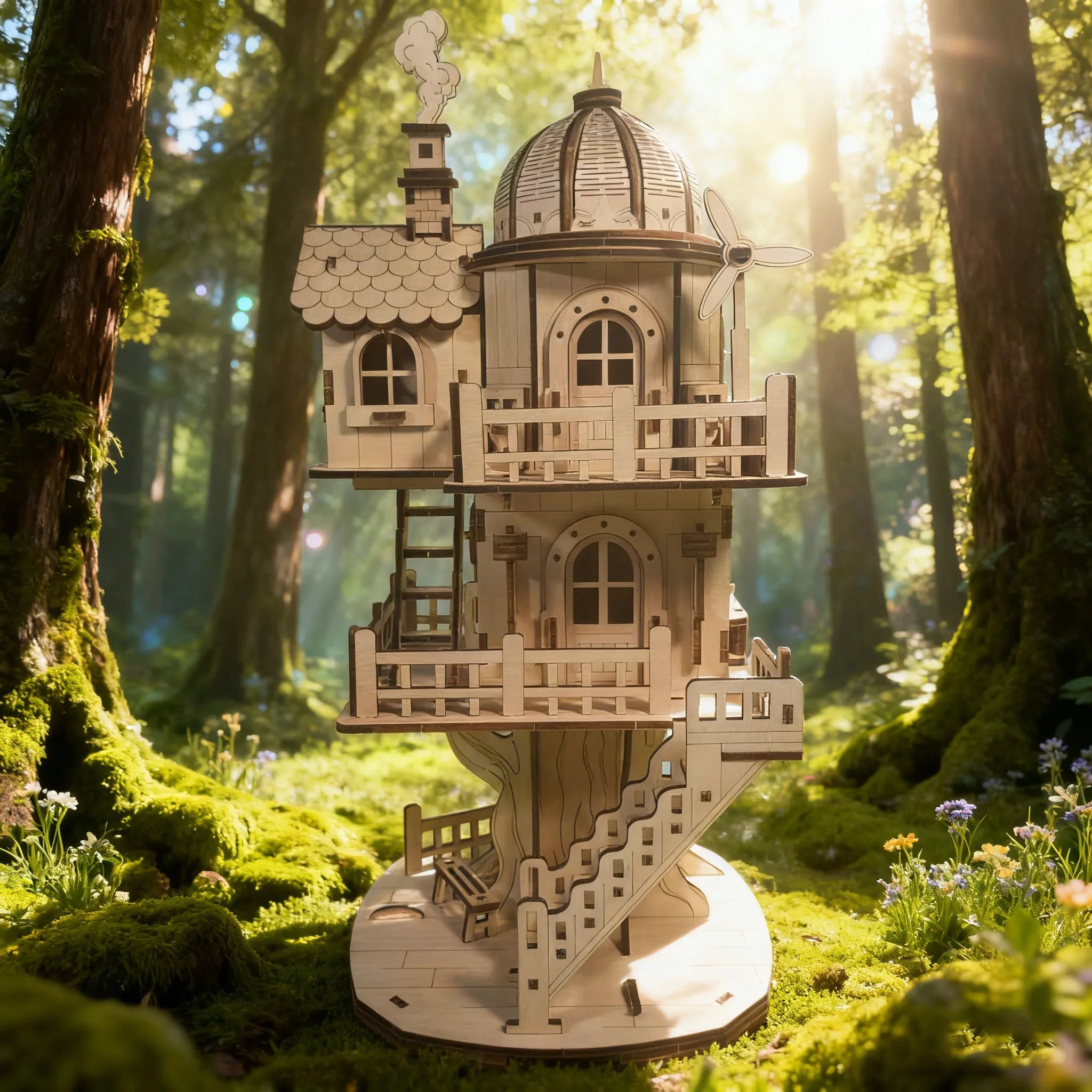 Wooden Treehouse 3D Puzzle Model DIY Construction Kit Creative Treehouse Building Set Home Decor Handcrafted Model