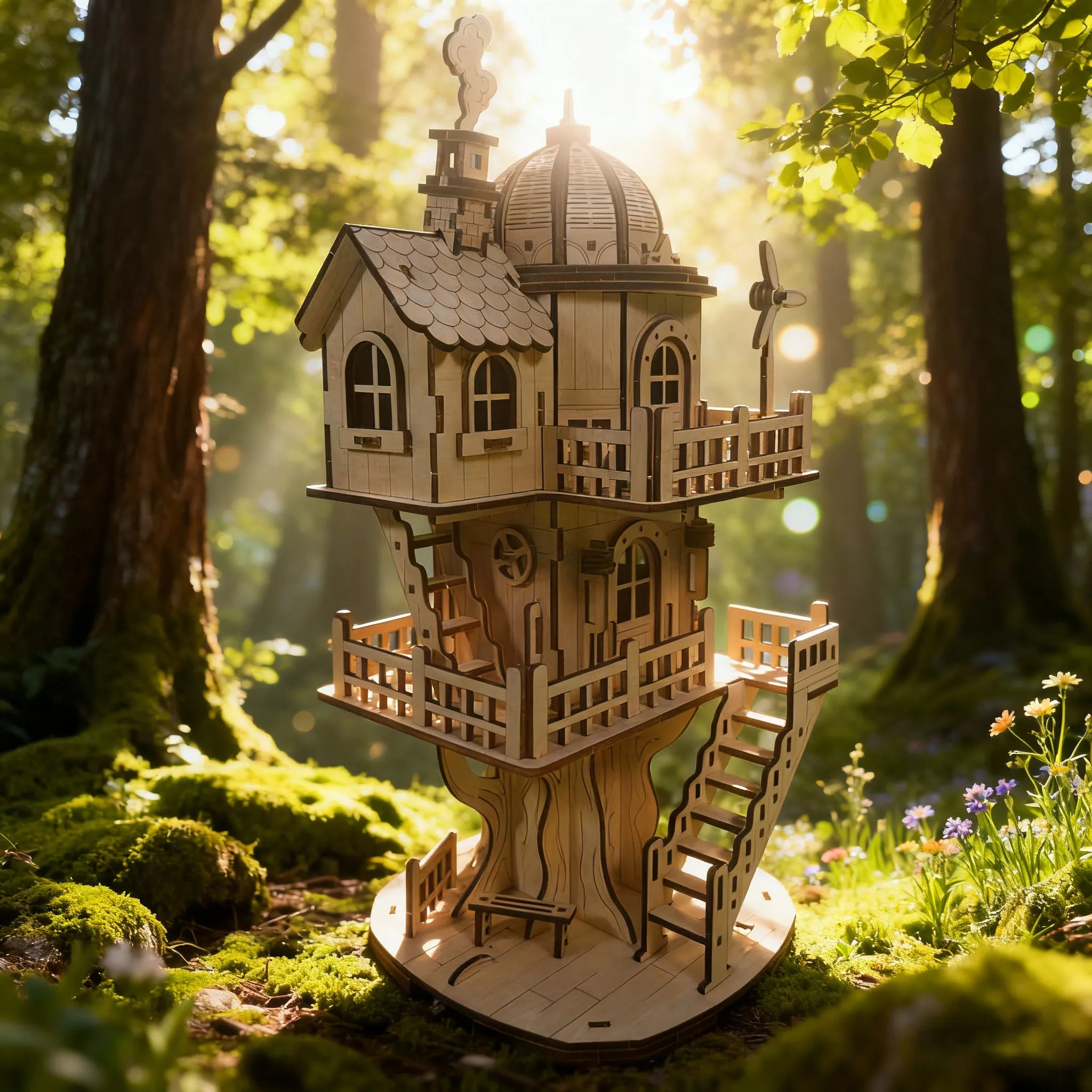 Wooden Treehouse 3D Puzzle Model DIY Construction Kit Creative Treehouse Building Set Home Decor Handcrafted Model
